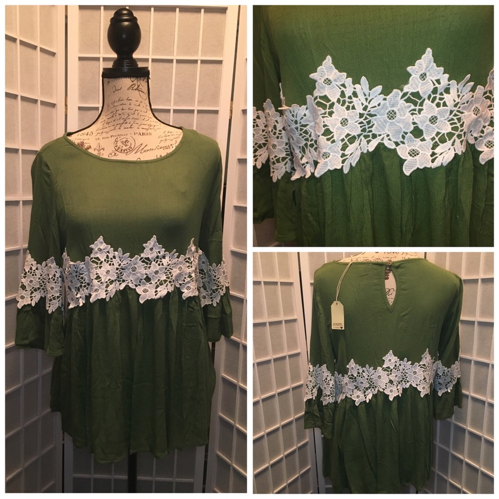 Green Babydoll Top with Bell Sleeves